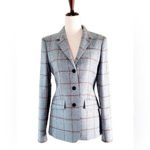 Brooks Brothers windowpane light Blue/aqua and Brown Plaid Blazer NWT 6P